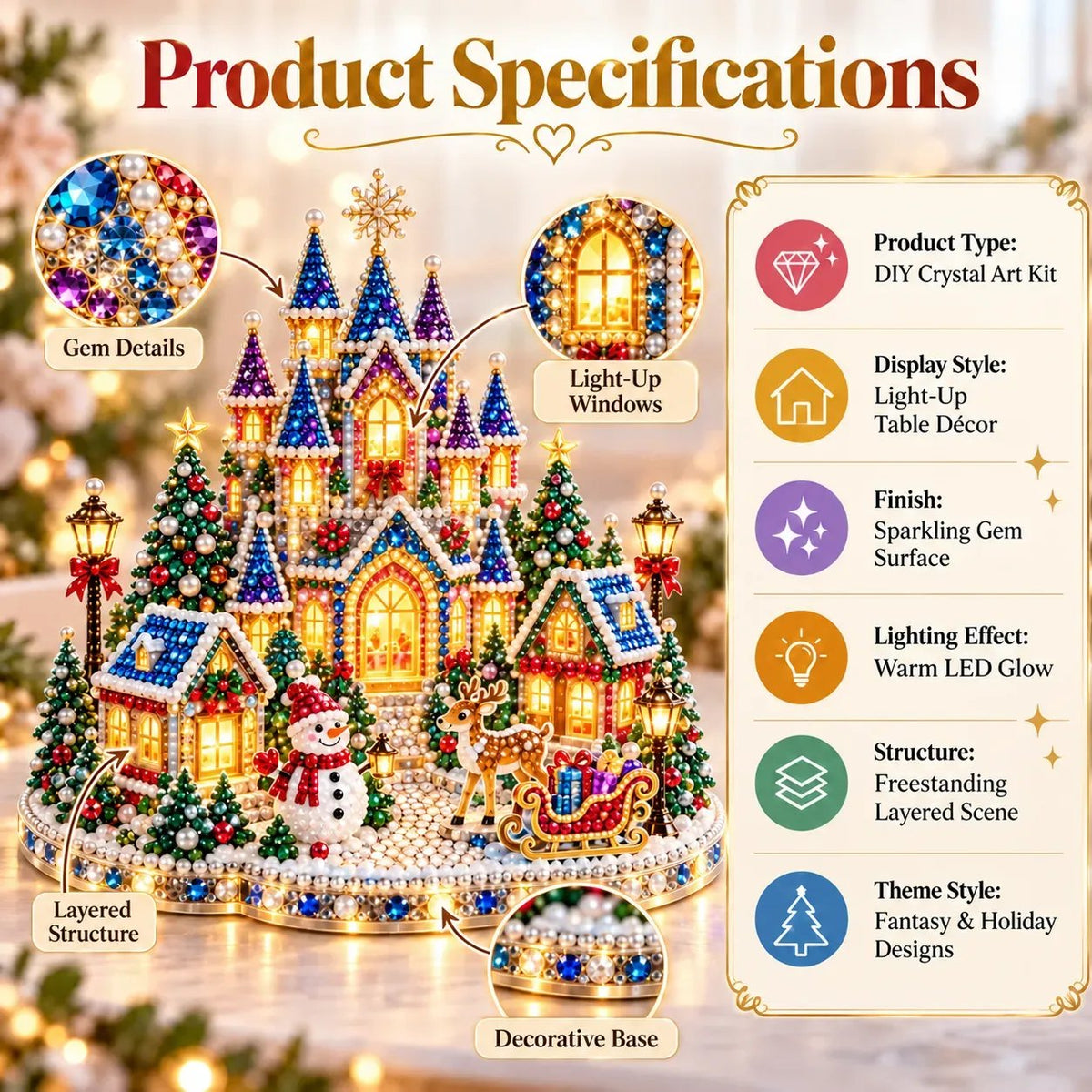 DIY Crystal Art Kit with LED Lighting – Sparkling Miniature Scenes to Create Yourself