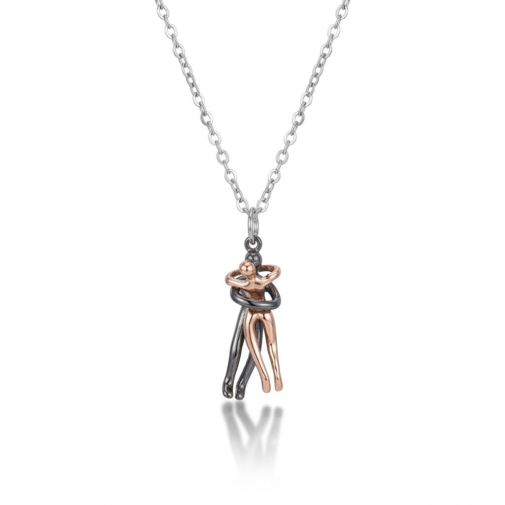 Minimalist Hugging Couple Pendant Necklace