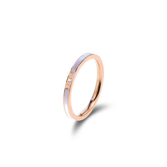 Minimalist Geometric Shell Inlay Ring
