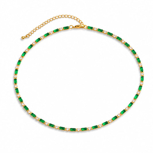 Vintage Geometric Zirconia Link Necklace