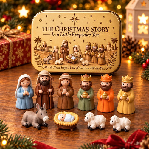 ✝️🙏 Mini Nativity Scene Keepsake Tin — Pocket-Sized Christmas Holy Family Set