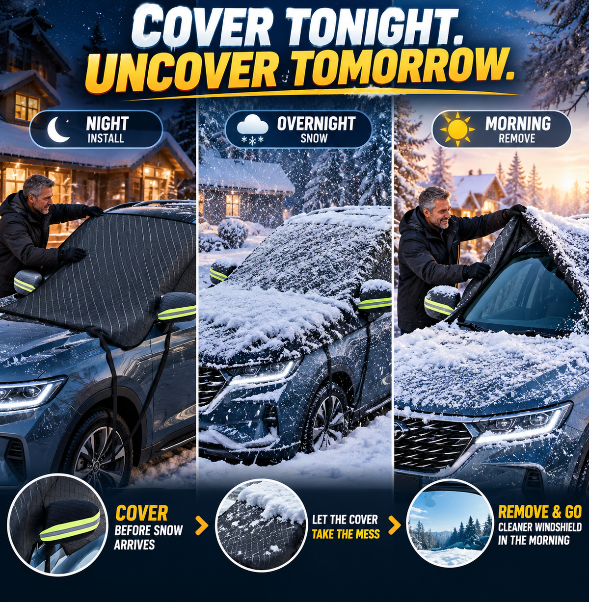 🔥50% OFF — 🔥All-Season Windshield Snow Cover with Mirror Protection❄️