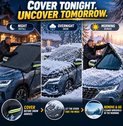 🔥50% OFF — 🔥All-Season Windshield Snow Cover with Mirror Protection❄️