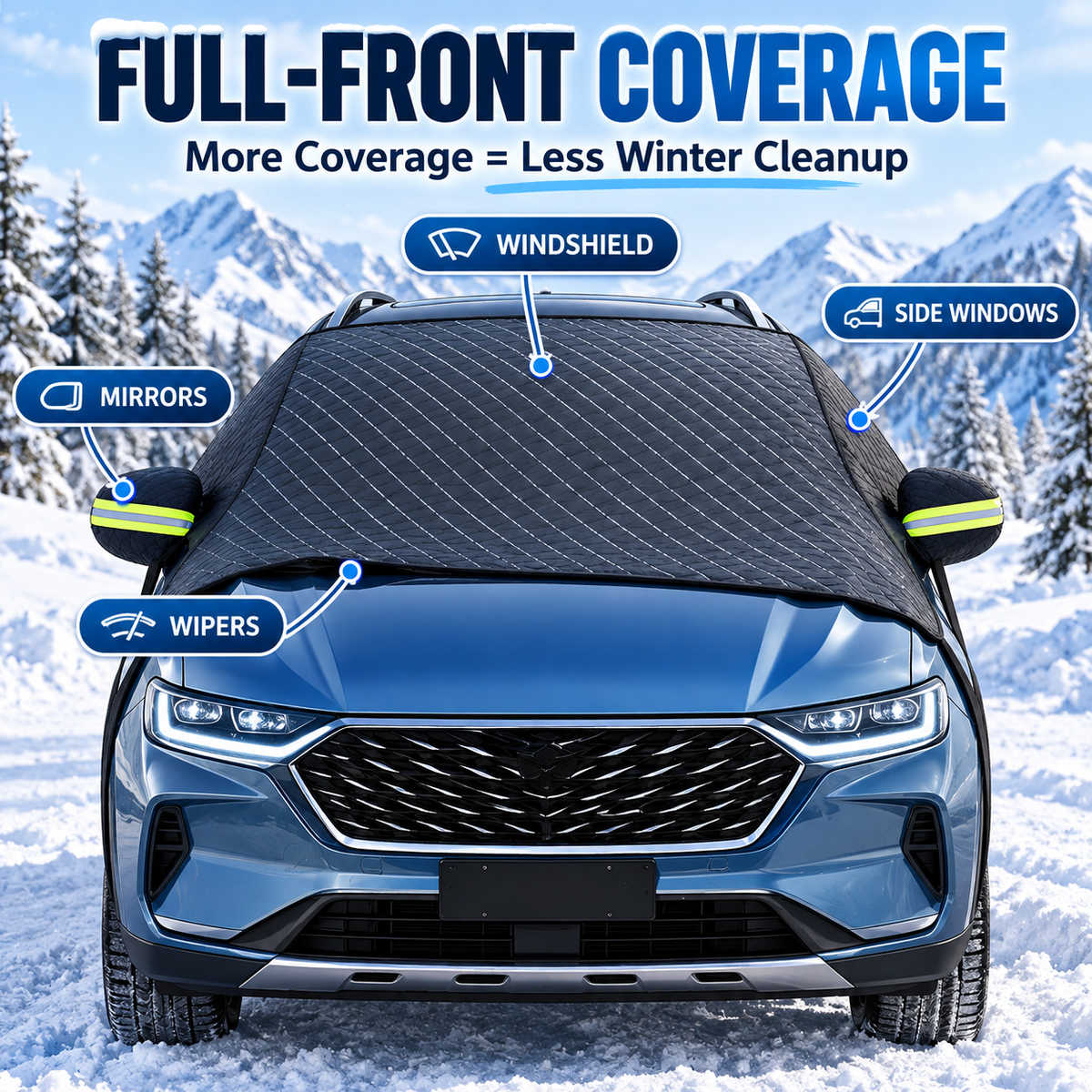 🔥50% OFF — 🔥All-Season Windshield Snow Cover with Mirror Protection❄️