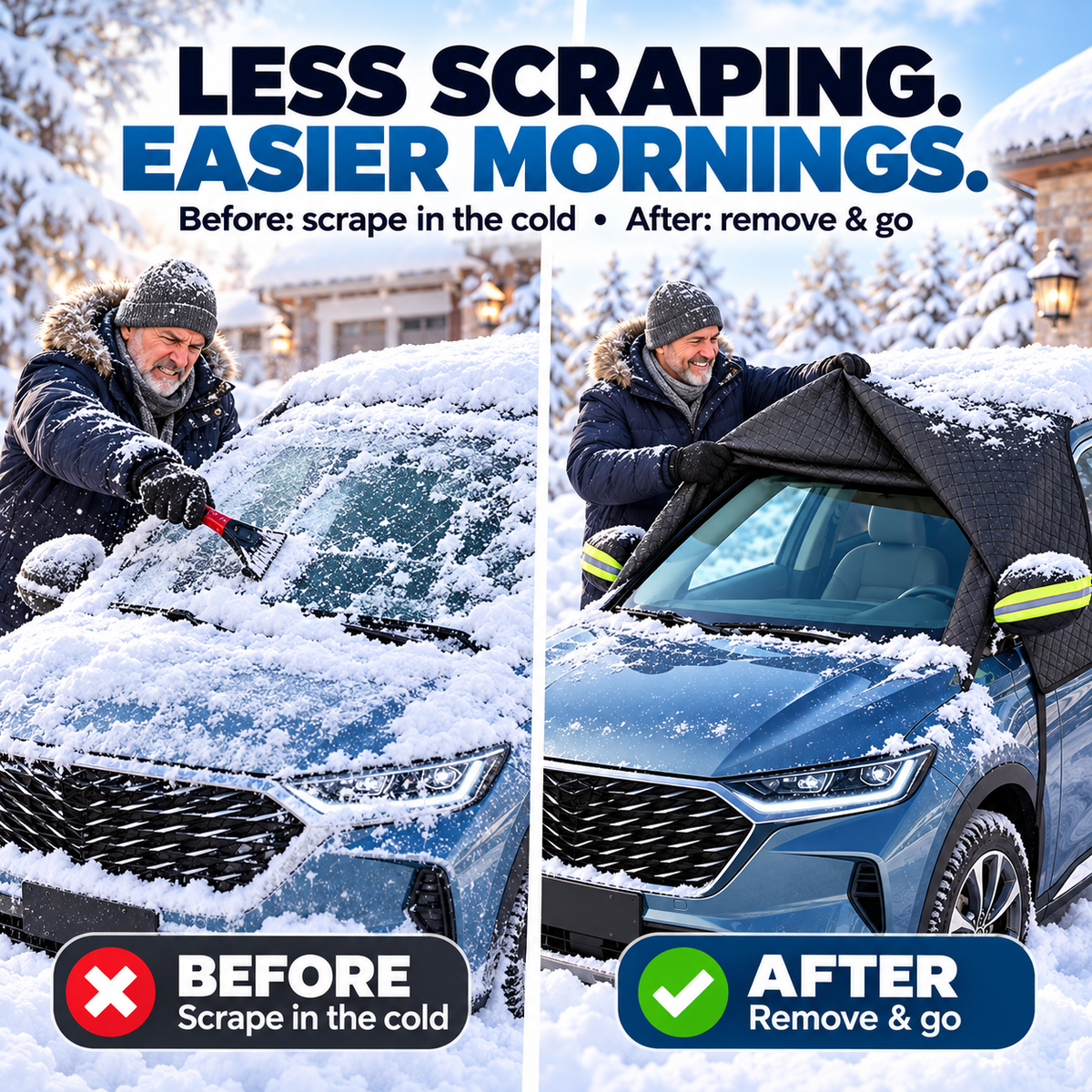 🔥50% OFF — 🔥All-Season Windshield Snow Cover with Mirror Protection❄️