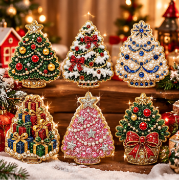 🎄6pcs DIY Santa Claus Diamond Painting Fridge Magnet❤️