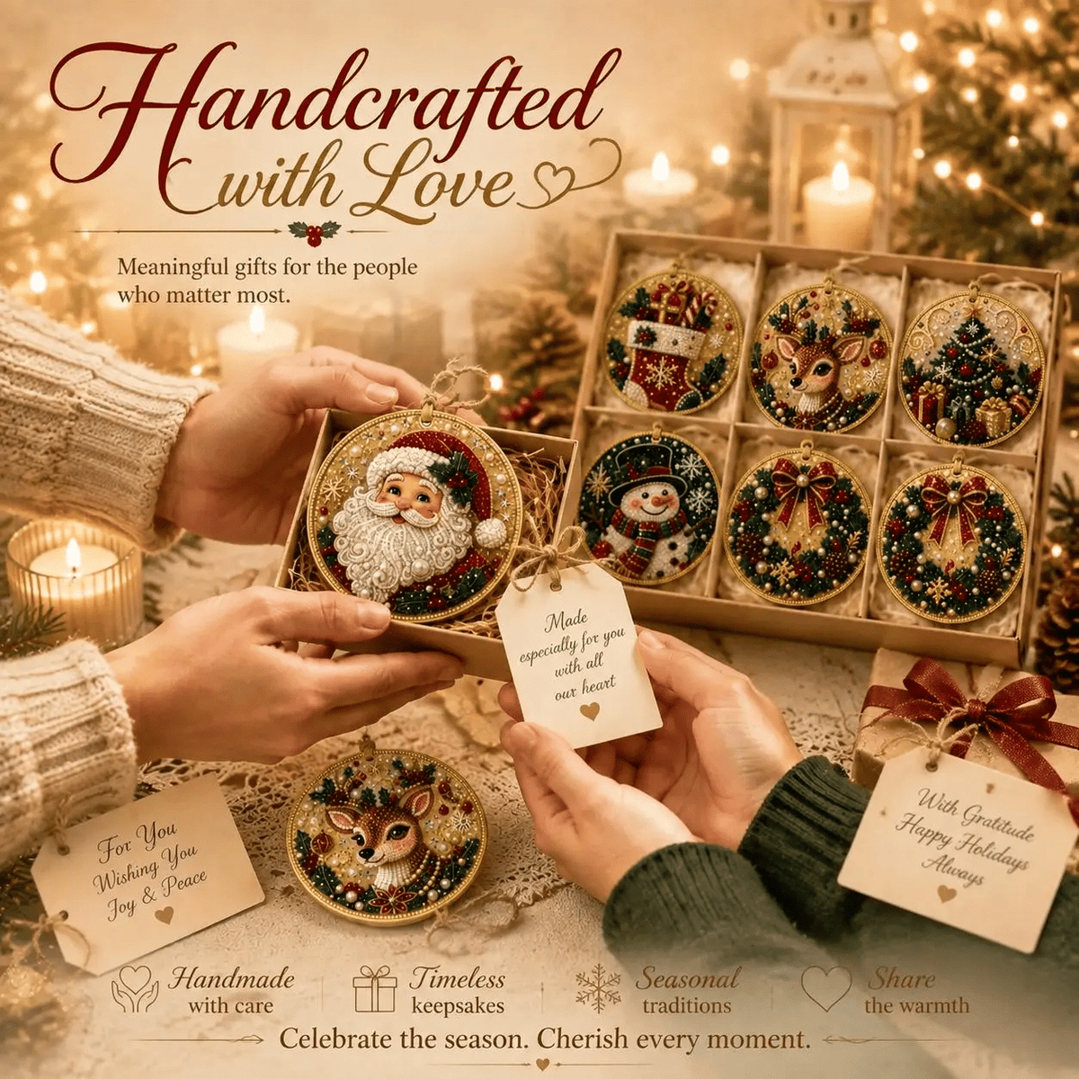 🔥🎄Christmas DIY Diamond Painting Ornaments Kit (6 PCS)🎅