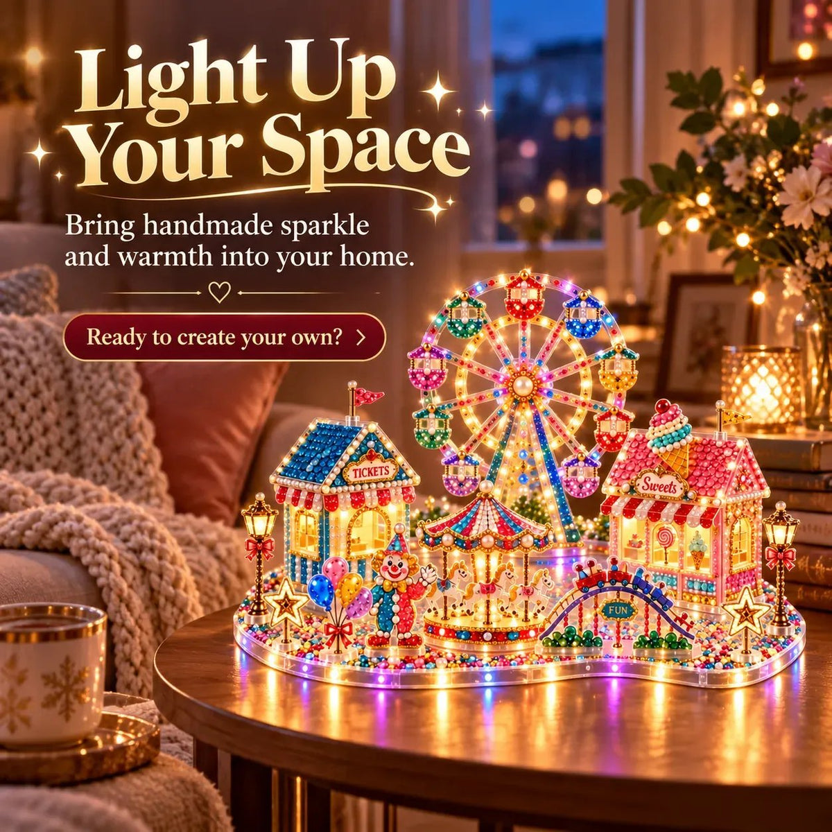 DIY Crystal Art Kit with LED Lighting – Sparkling Miniature Scenes to Create Yourself