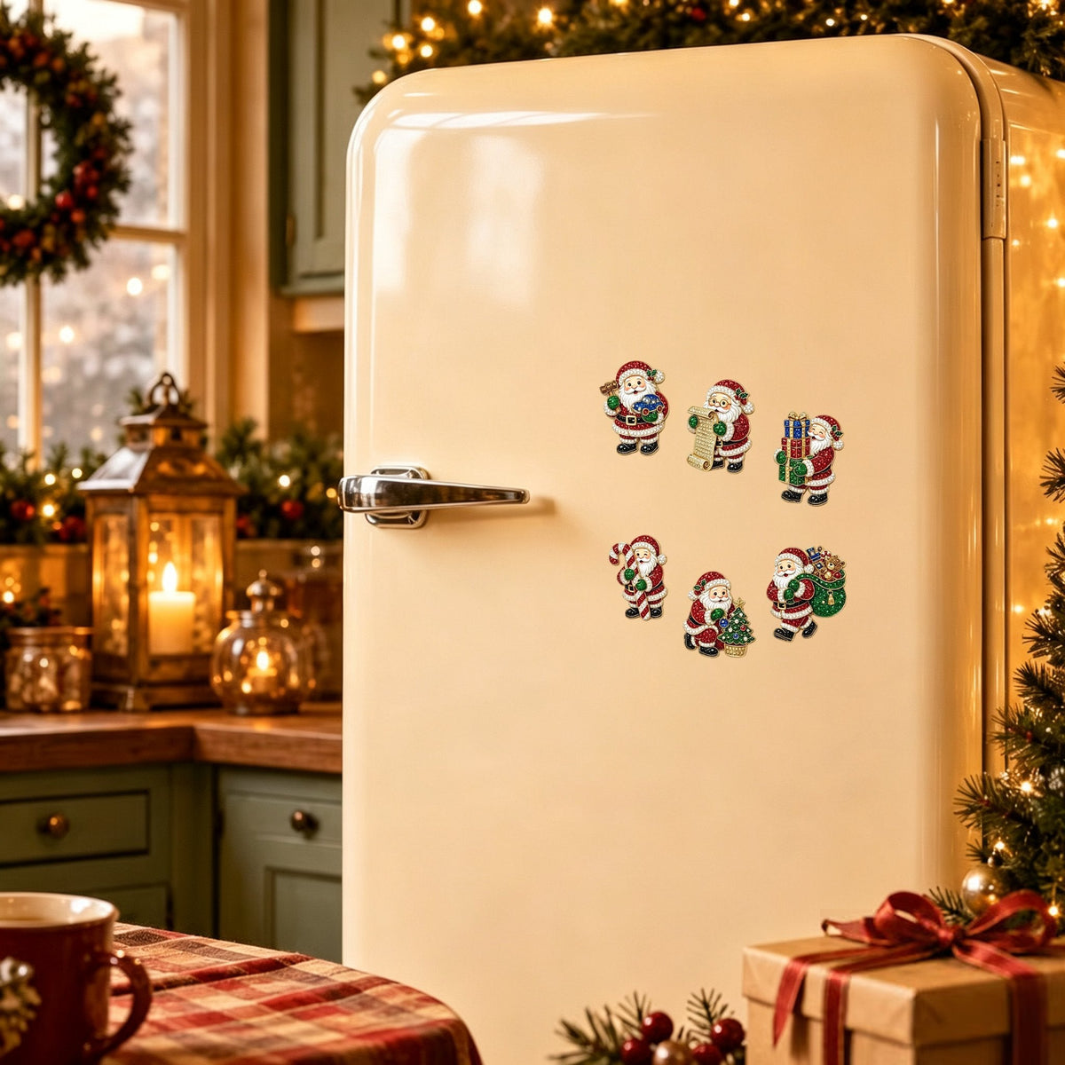 🎄6pcs DIY Santa Claus Diamond Painting Fridge Magnet❤️