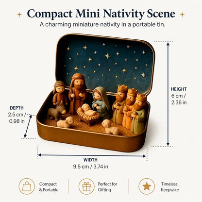 ✝️🙏 Mini Nativity Scene Keepsake Tin — Pocket-Sized Christmas Holy Family Set