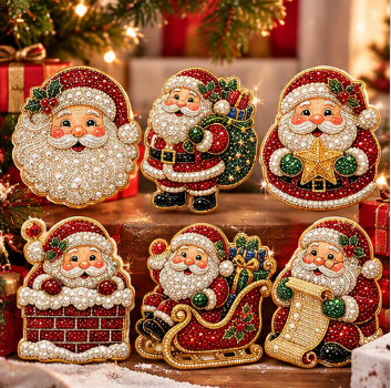 🎄6pcs DIY Santa Claus Diamond Painting Fridge Magnet❤️