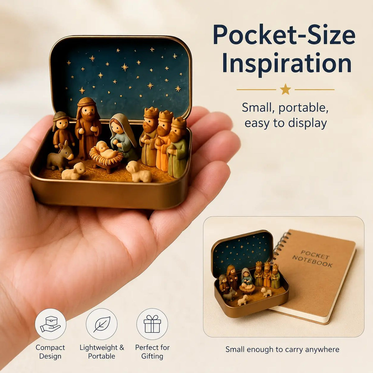 ✝️🙏 Mini Nativity Scene Keepsake Tin — Pocket-Sized Christmas Holy Family Set