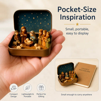 ✝️🙏 Mini Nativity Scene Keepsake Tin — Pocket-Sized Christmas Holy Family Set