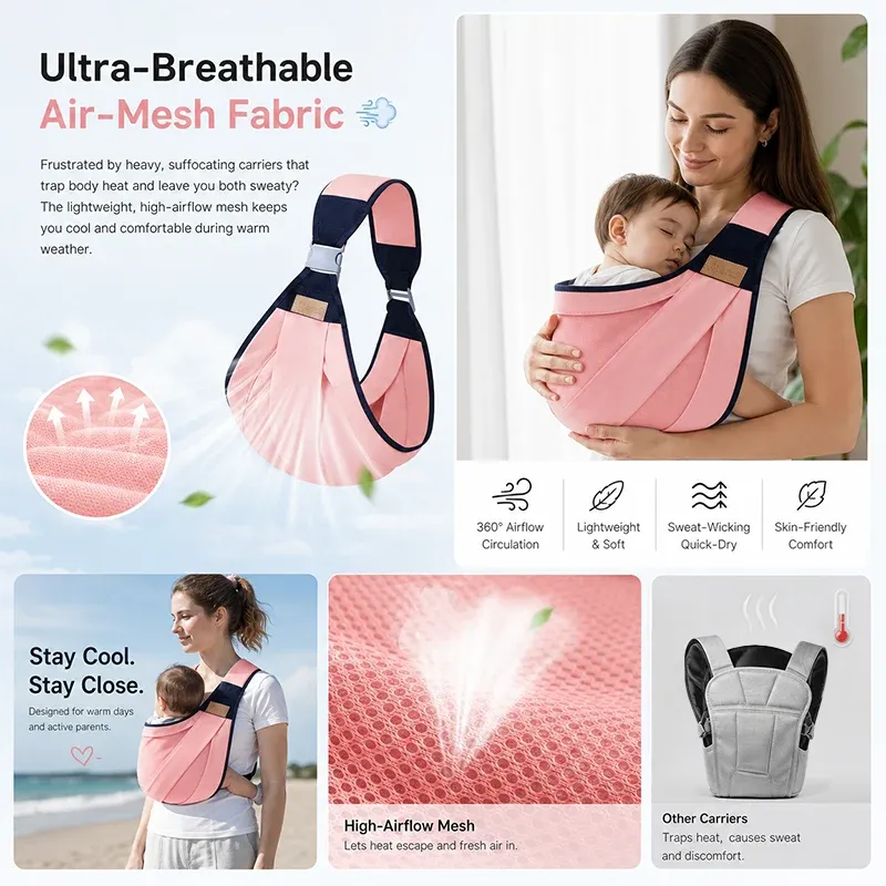 Single‑shoulder breathable baby carrier