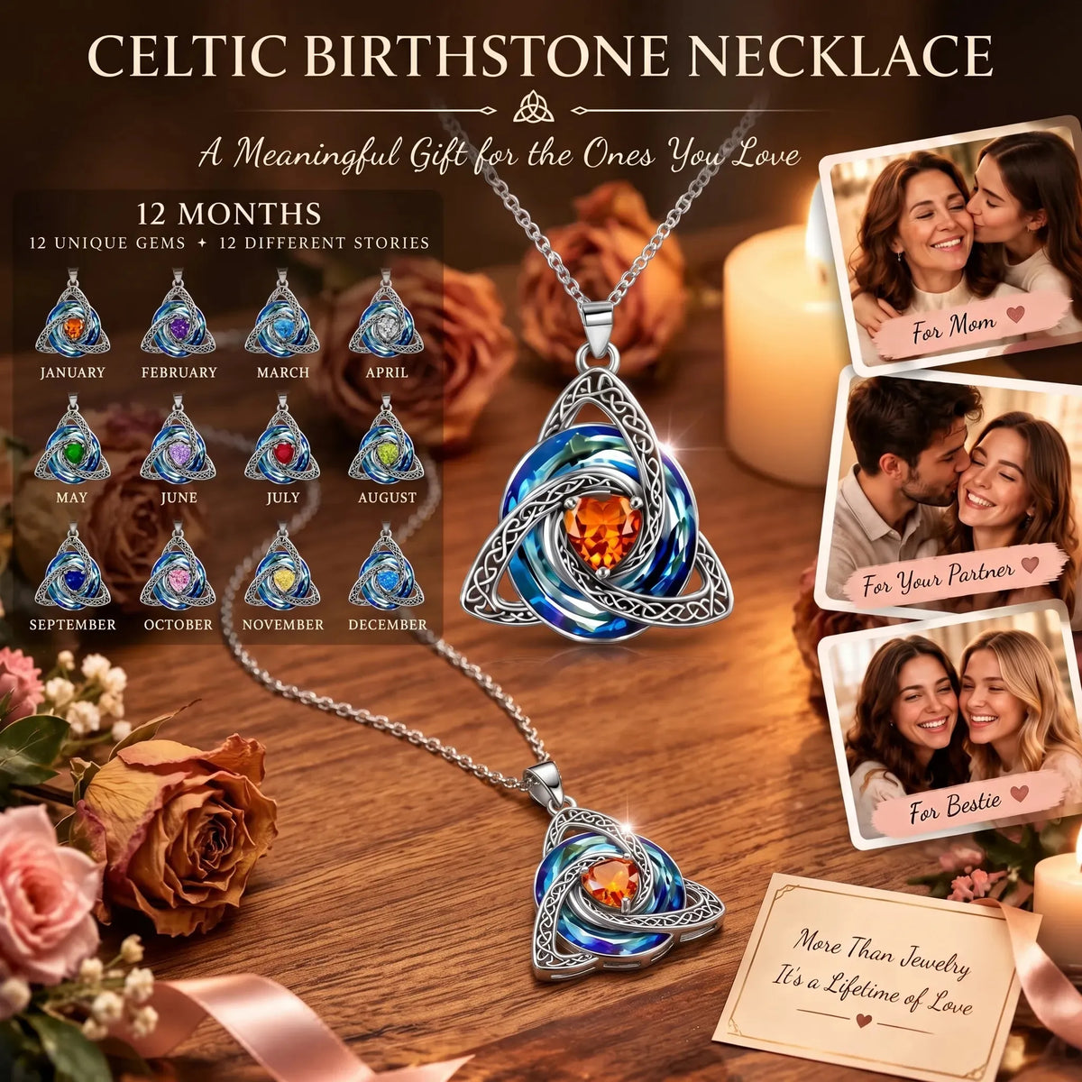 🔥LAST DAY 50% OFF - ✝️Birthstone Celtic Trinity Knot Necklace ✨