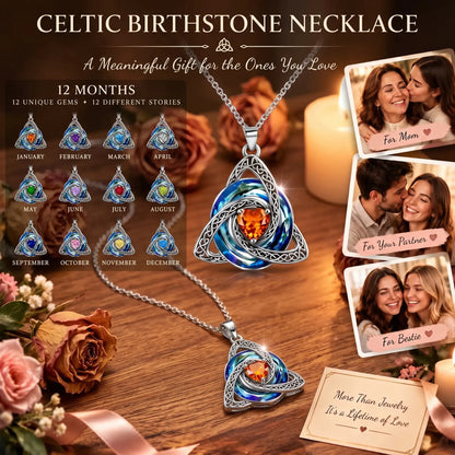 🔥LAST DAY 50% OFF - ✝️Birthstone Celtic Trinity Knot Necklace ✨
