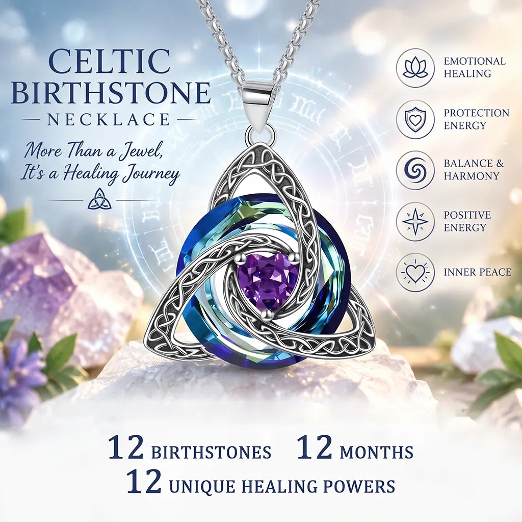 🔥LAST DAY 50% OFF - ✝️Birthstone Celtic Trinity Knot Necklace ✨