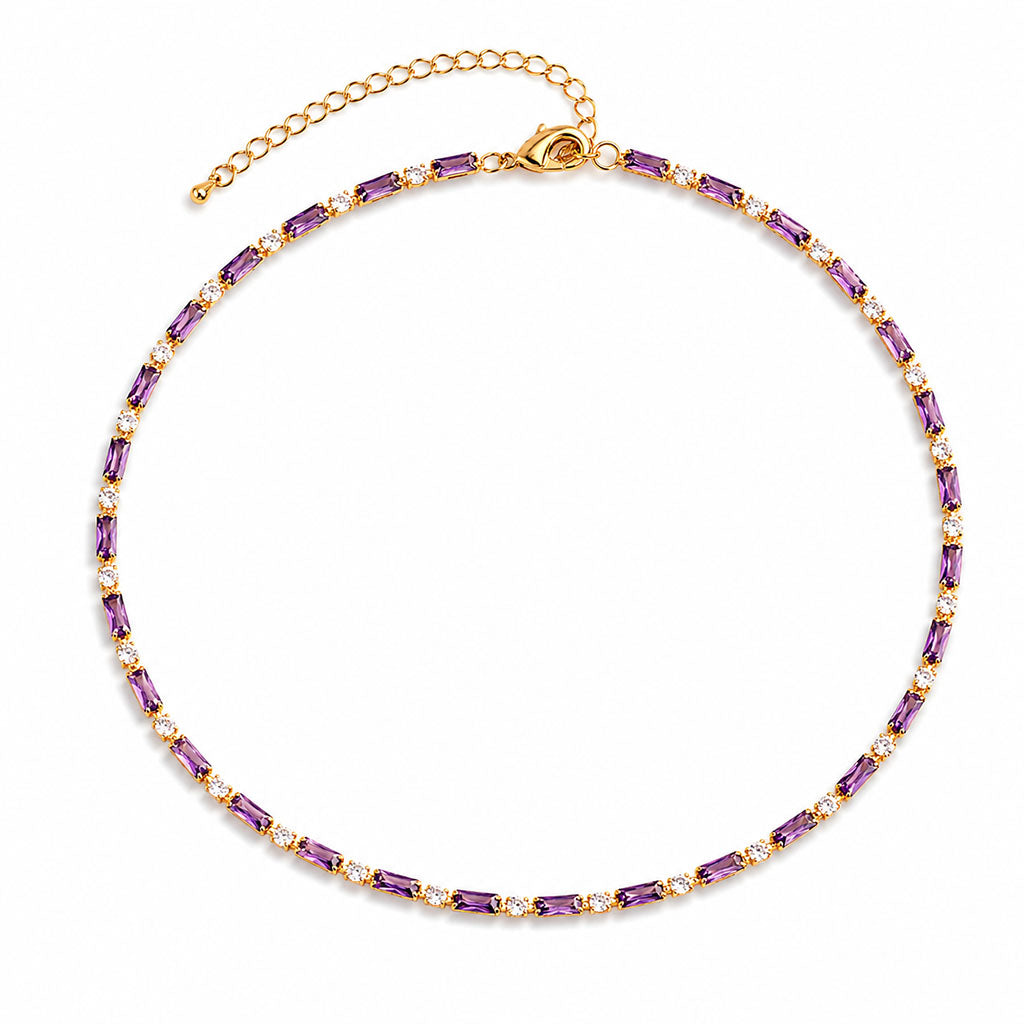 Vintage Geometric Zirconia Link Necklace