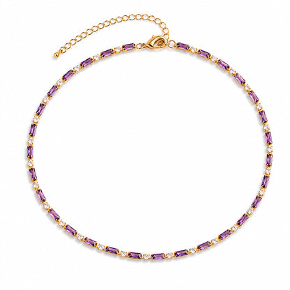 Vintage Geometric Zirconia Link Necklace