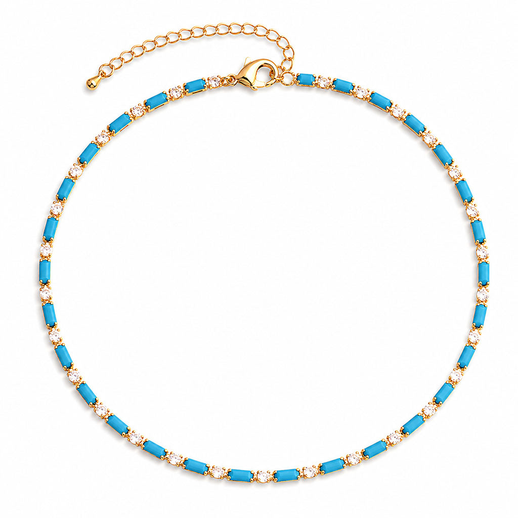 Vintage Geometric Zirconia Link Necklace