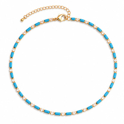 Vintage Geometric Zirconia Link Necklace