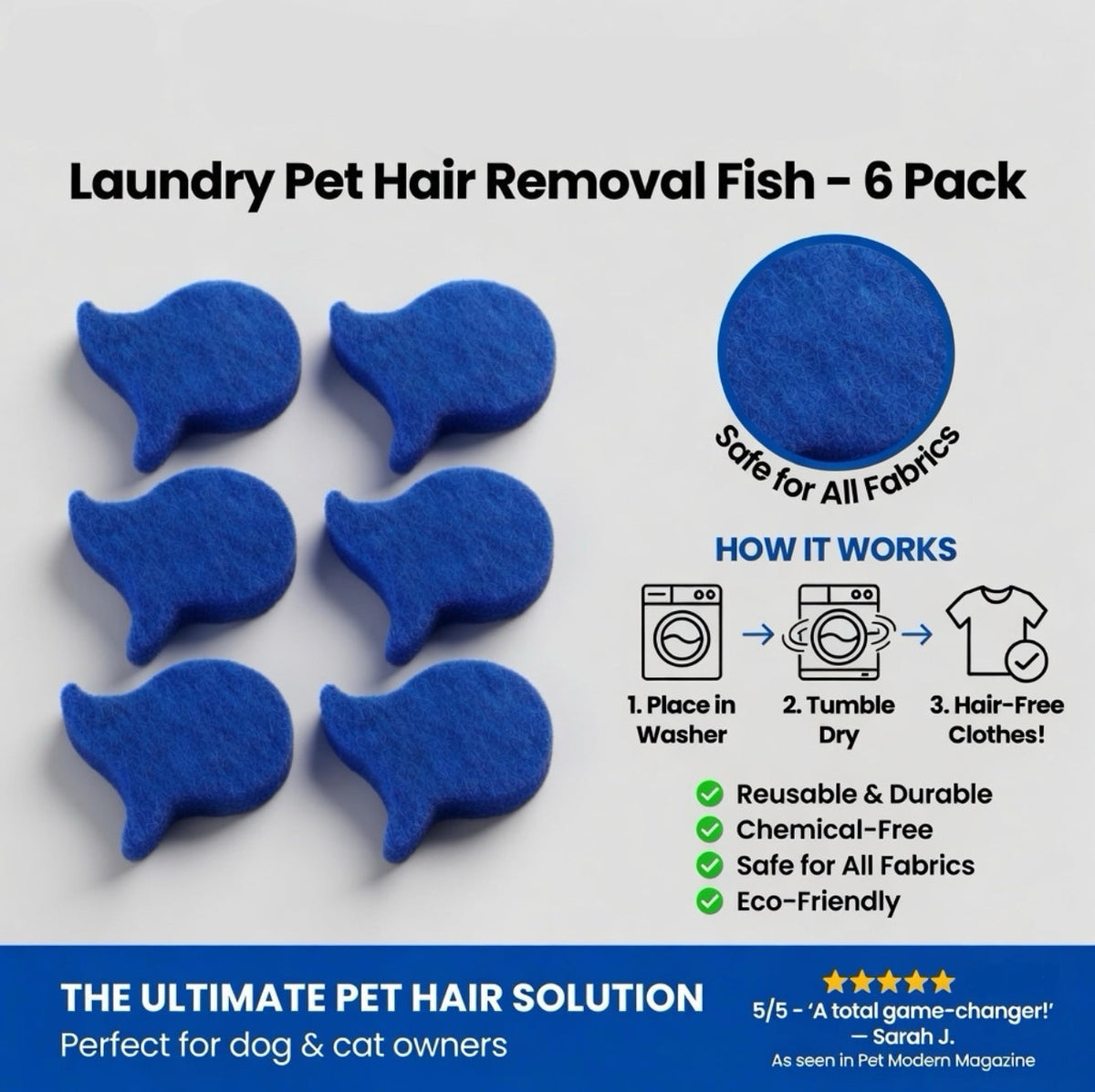 Laundry Pet Hair Removal Fish - 6 Pack