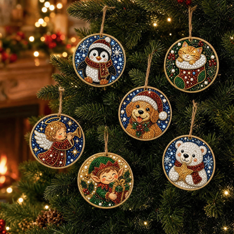 🔥🎄Christmas DIY Diamond Painting Ornaments Kit (6 PCS)🎅
