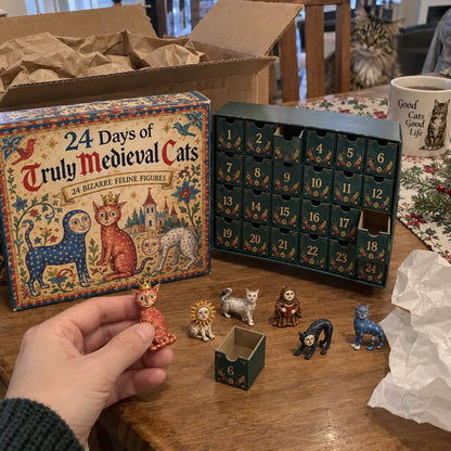 50% OFF | 🐈🏰 24 Days of Ugly Medieval Cats Advent Calendar – 24 Funny Feline Collectibles ✨