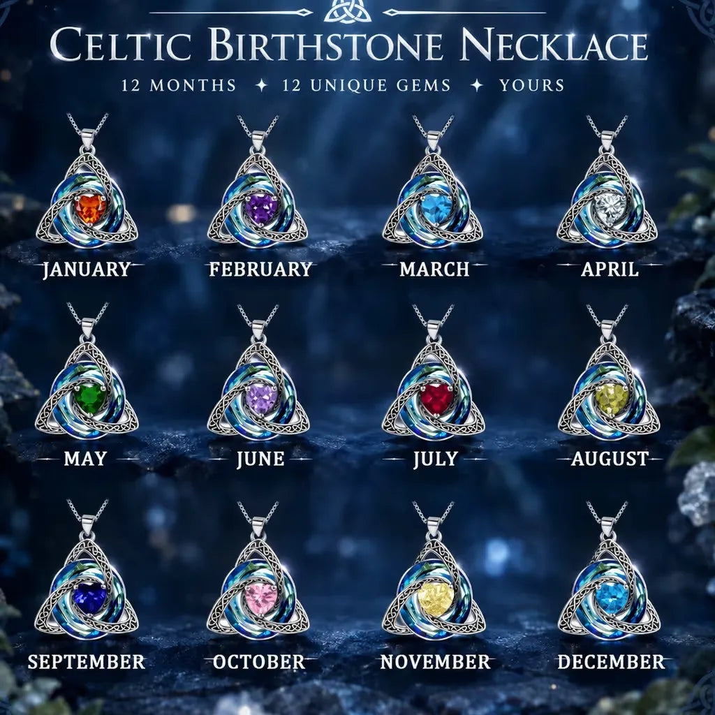 🔥LAST DAY 50% OFF - ✝️Birthstone Celtic Trinity Knot Necklace ✨