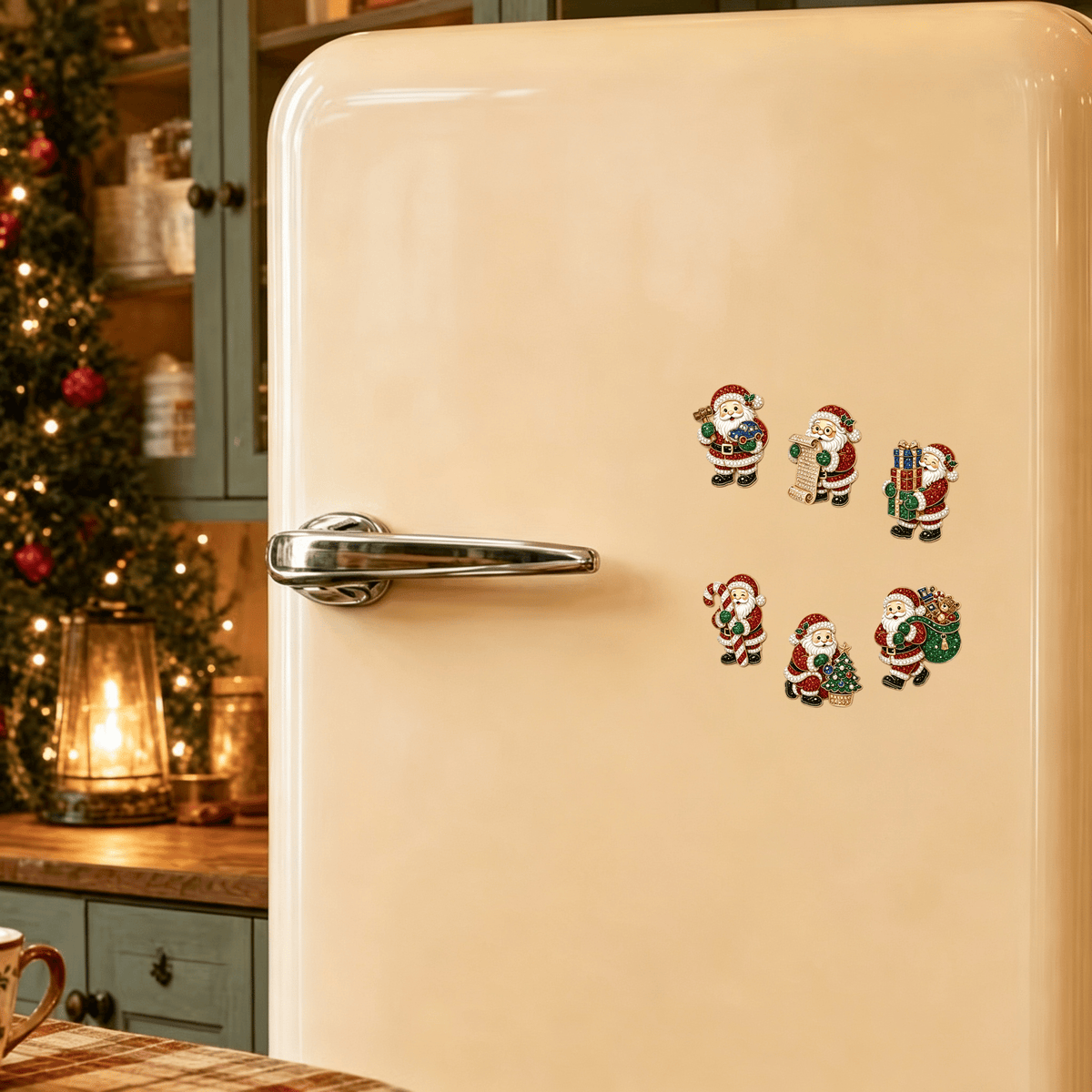 🎄6pcs DIY Santa Claus Diamond Painting Fridge Magnet❤️