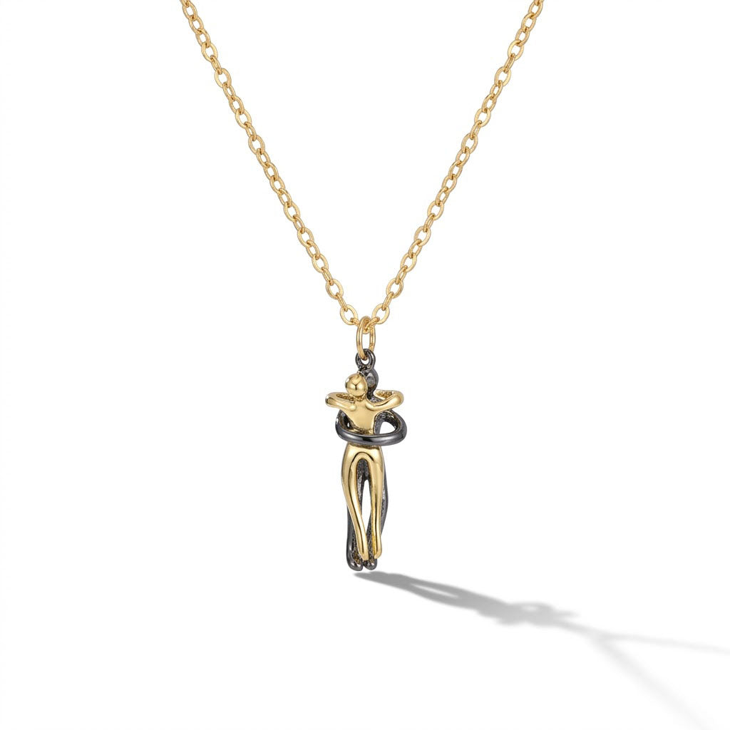 Minimalist Hugging Couple Pendant Necklace