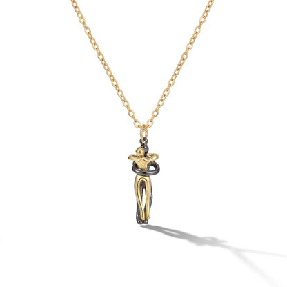 Minimalist Hugging Couple Pendant Necklace