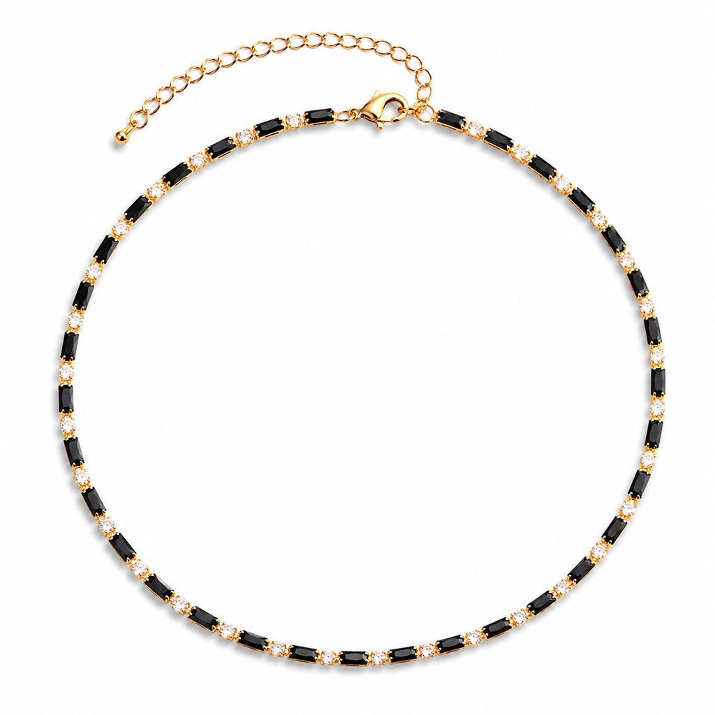 Vintage Geometric Zirconia Link Necklace