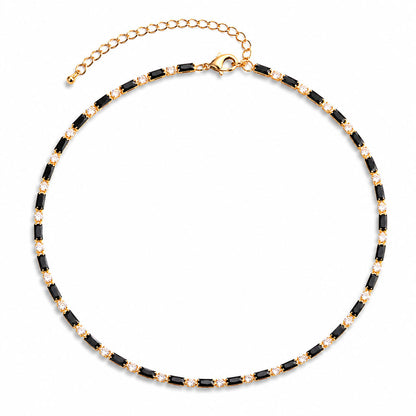 Vintage Geometric Zirconia Link Necklace