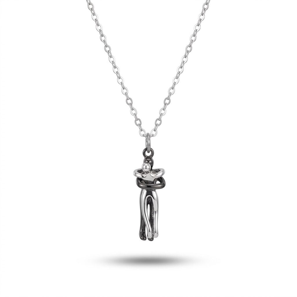 Minimalist Hugging Couple Pendant Necklace