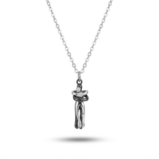 Minimalist Hugging Couple Pendant Necklace