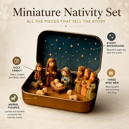 ✝️🙏 Mini Nativity Scene Keepsake Tin — Pocket-Sized Christmas Holy Family Set