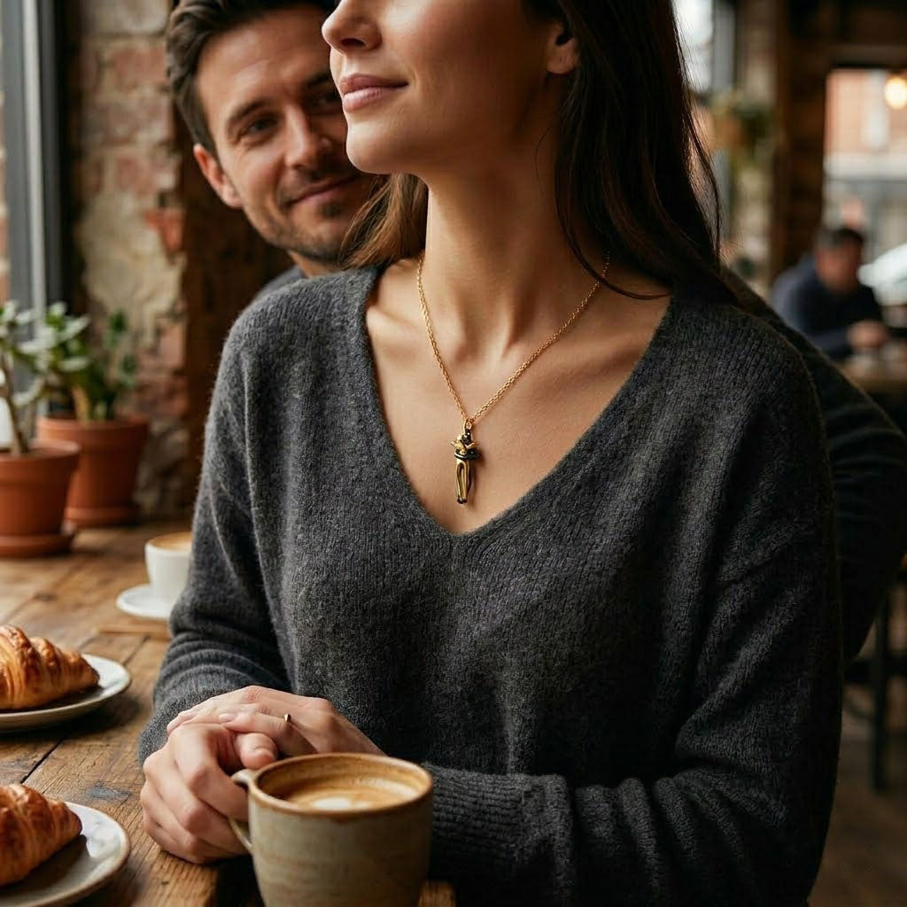 Minimalist Hugging Couple Pendant Necklace