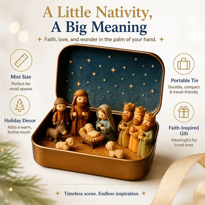 ✝️🙏 Mini Nativity Scene Keepsake Tin — Pocket-Sized Christmas Holy Family Set