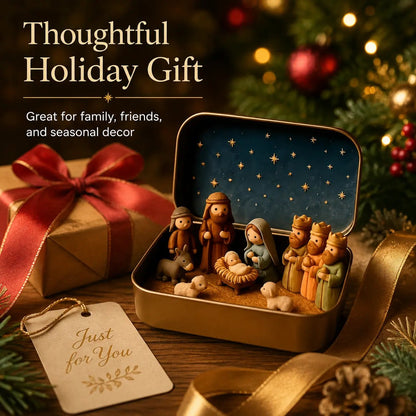 ✝️🙏 Mini Nativity Scene Keepsake Tin — Pocket-Sized Christmas Holy Family Set