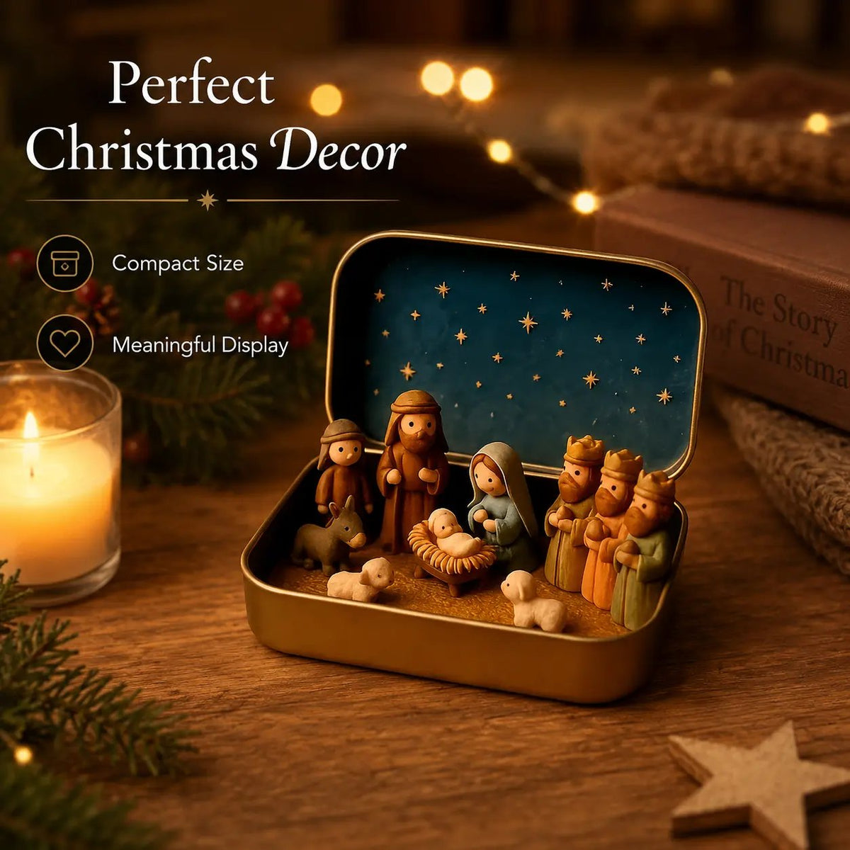 ✝️🙏 Mini Nativity Scene Keepsake Tin — Pocket-Sized Christmas Holy Family Set