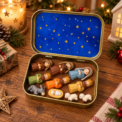 ✝️🙏 Mini Nativity Scene Keepsake Tin — Pocket-Sized Christmas Holy Family Set