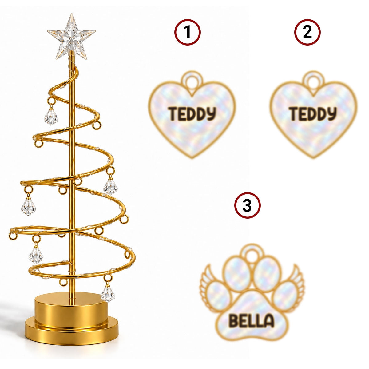 Custom Family & Pet Christmas Tree Light, Family Christmas Decor • In Loving Memory Tree - Personalized LED Tree Lights